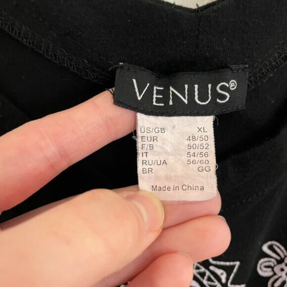 VENUS Printed Beach Dress Empire Waist Dress / Swimsuit Cover Up Black Boho XL - Picture 5 of 12